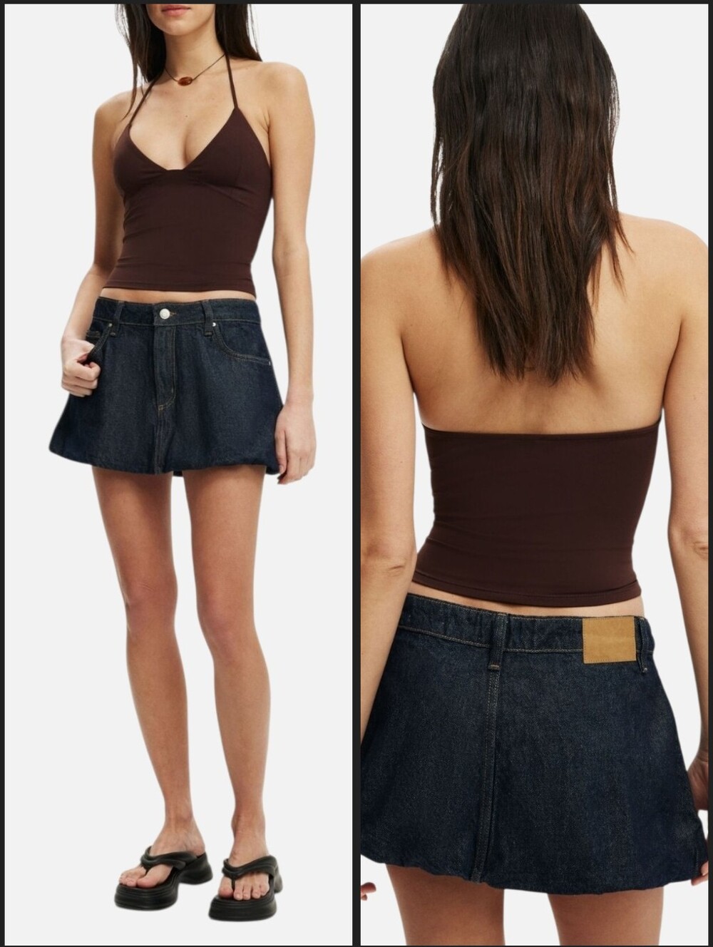Cotton On Denim Bubble Skirt Size 10 Dark Blue Wash Y2K Pleated Mini Skirt NWT